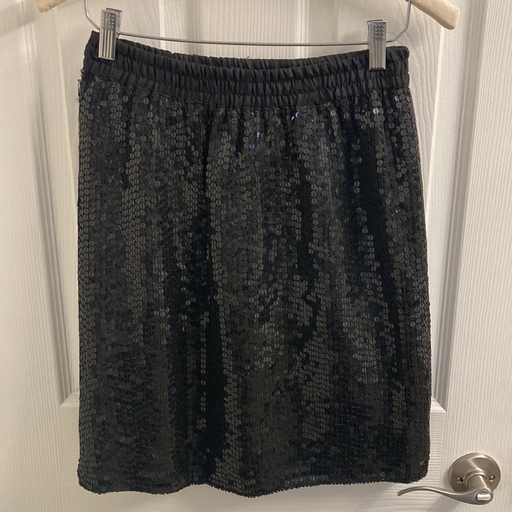 NEW w/tag VINTAGE CEE CEE Black Silk/Sequin Mini Skirt Size L Sexy!